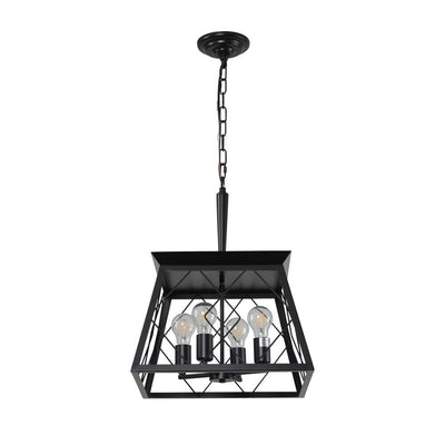 Lustre de style ferme à 4 lumières à intensité variable pour salle à manger, sans ampoule
