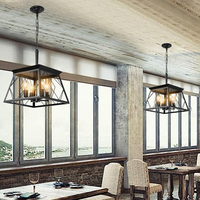 Lustre de style ferme à 4 lumières à intensité variable pour salle à manger, sans ampoule