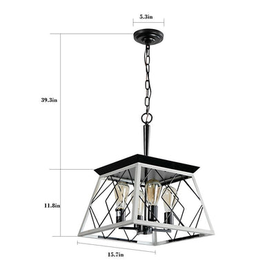 Lustre de style ferme à 4 lumières à intensité variable pour salle à manger, sans ampoule