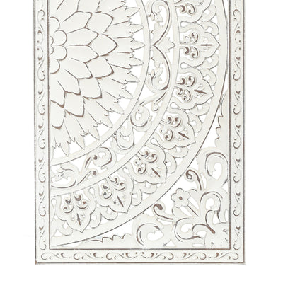Décoration murale en bois blanc ivoire vieilli avec des accents noirs (lot de 2)