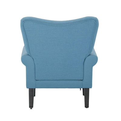 Fauteuil d'appoint moderne Erommy, fauteuil à dossier haut, canapé simple en tissu rembourré avec pieds en bois pour le salon