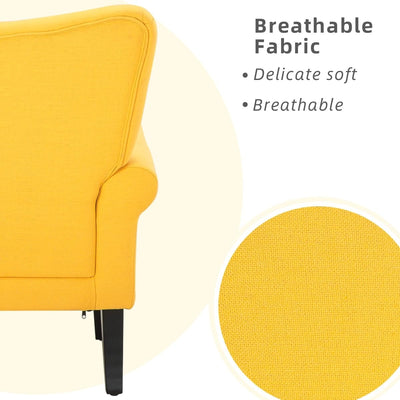 Fauteuil d'appoint moderne Erommy, fauteuil à dossier haut, canapé simple en tissu rembourré avec pieds en bois pour le salon