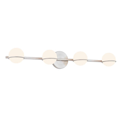 Barre de salle de bain Justice Design Group EVOLV Fusion Centric à 4 lumières avec abat-jour en verre opale