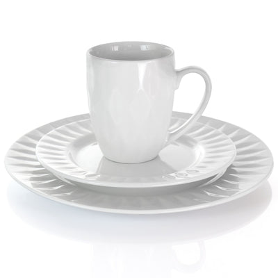 Service de table Elama Sienna 18 pièces en grès blanc