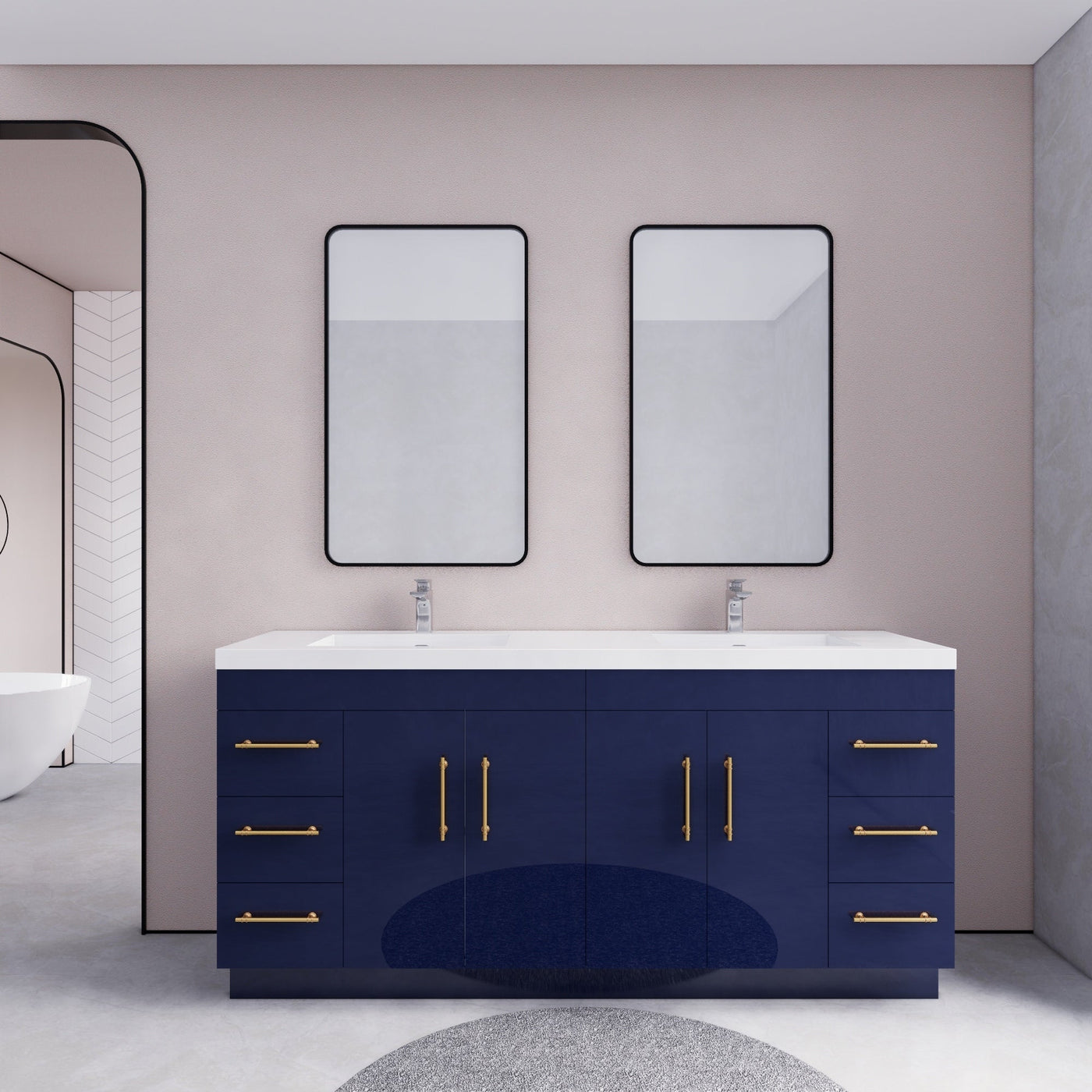 Meuble-lavabo autoportant Eliza de 72 po avec double vasque