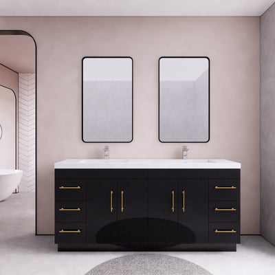 Meuble-lavabo autoportant Eliza de 72 po avec double vasque