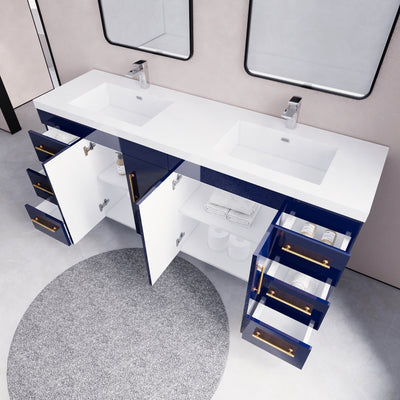 Meuble-lavabo autoportant Eliza de 72 po avec double vasque