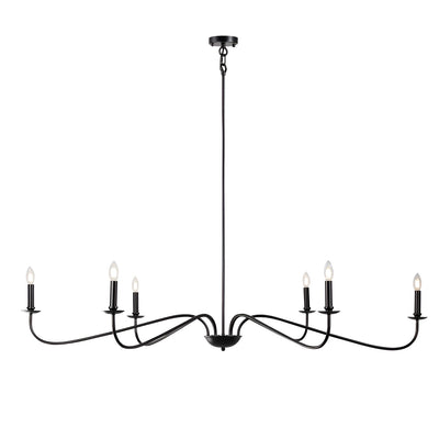 Lustre minimaliste français classique à 6 lumières avec éclairage de style bougie