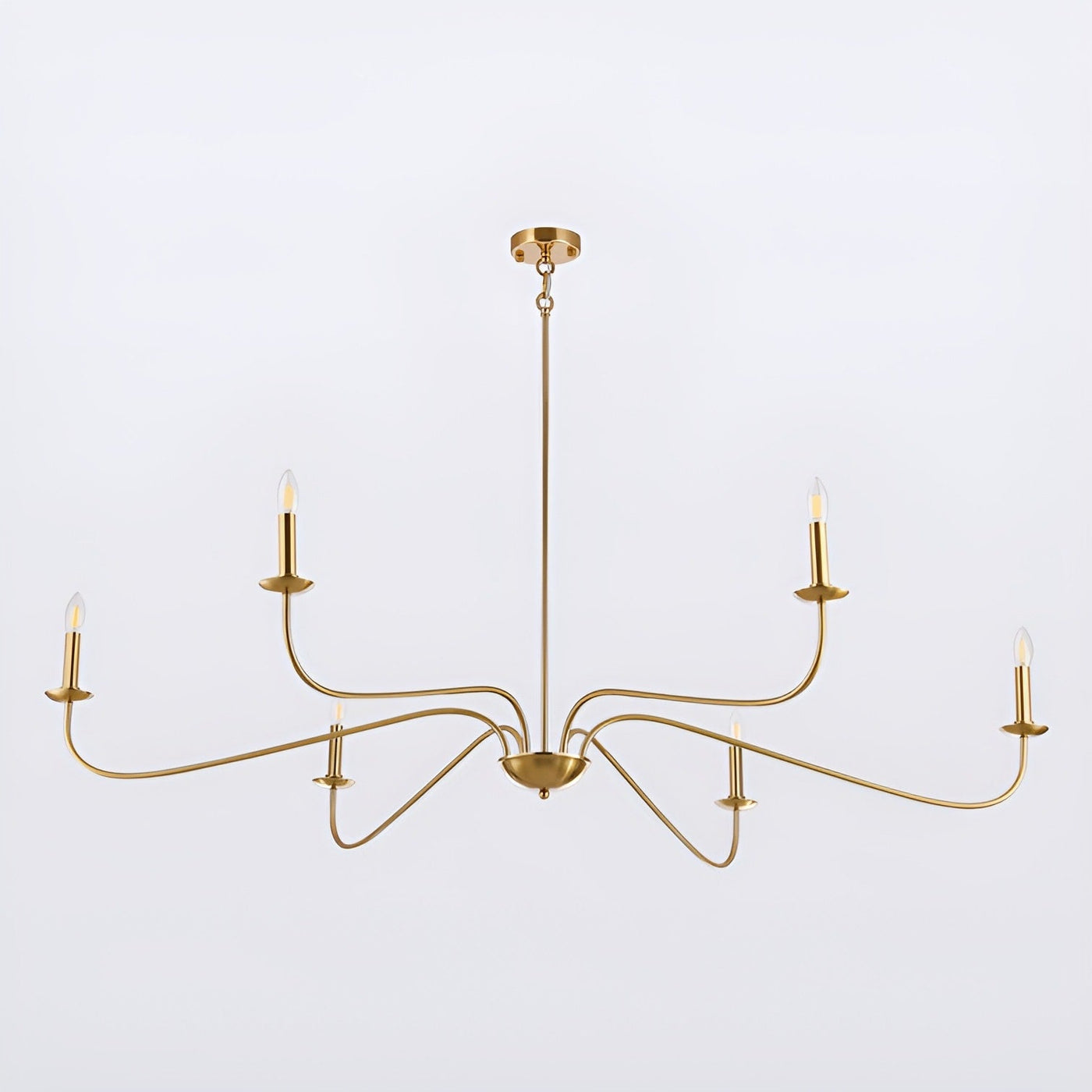 Lustre minimaliste français classique à 6 lumières avec éclairage de style bougie
