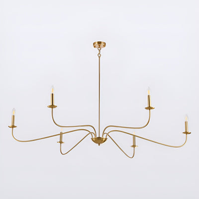 Lustre minimaliste français classique à 6 lumières avec éclairage de style bougie