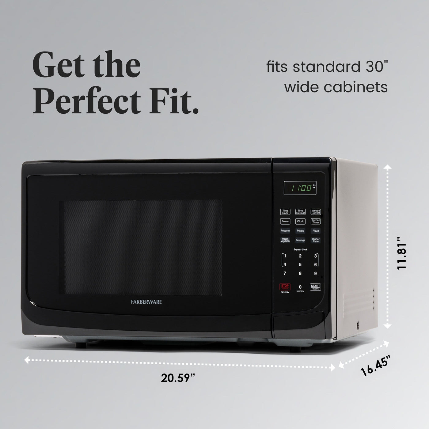 Four à micro-ondes de comptoir Farberware de 1 000 W et 1,1 pi³ avec éclairage LED et verrouillage enfant