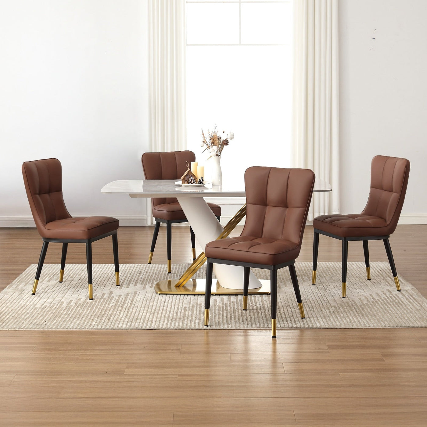 Lot de 2/4 chaises de salle à manger rembourrées en similicuir
