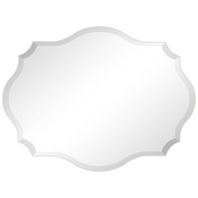Miroir mural festonné élégant, oblong et biseauté, sans cadre