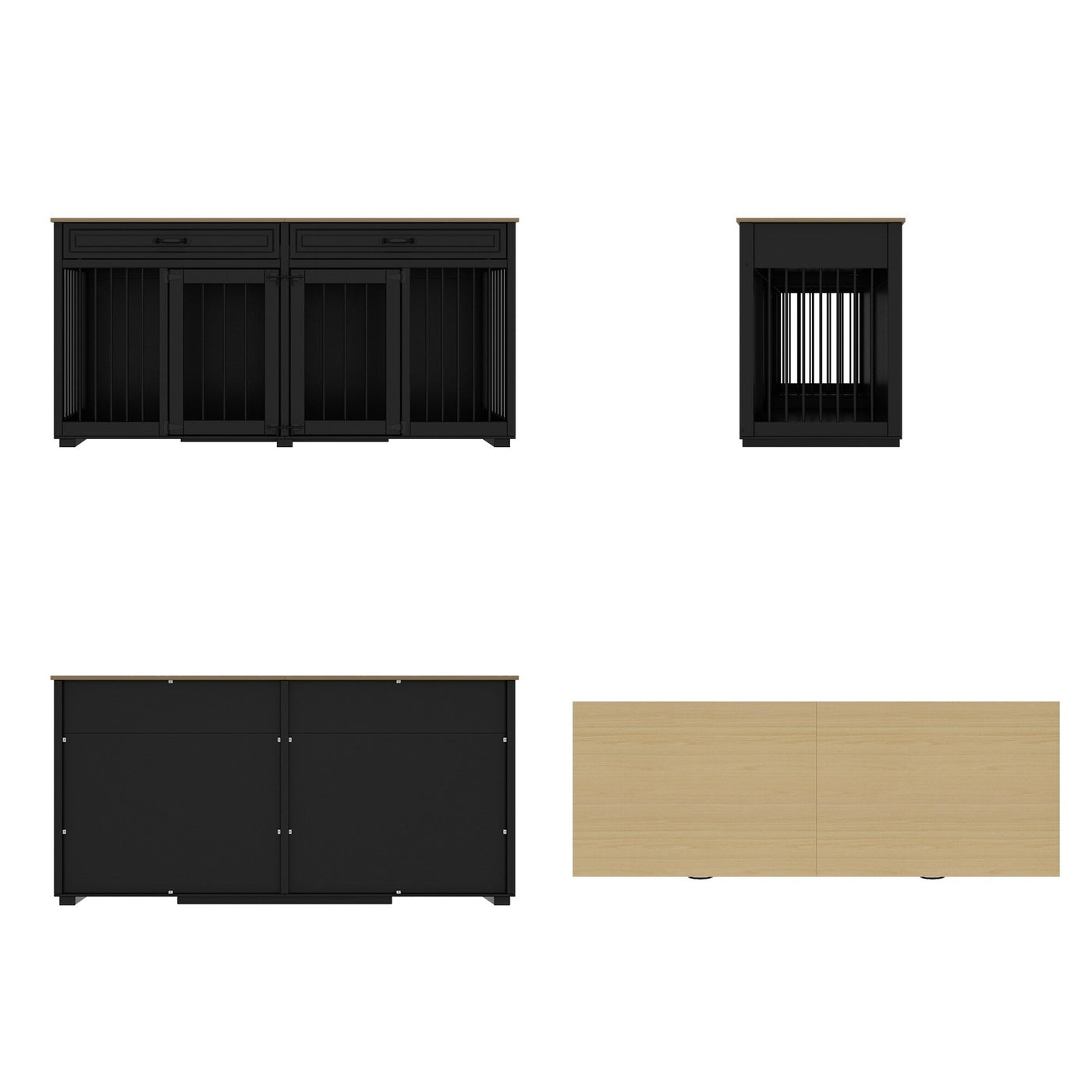 Cage pour chien de style meuble, niche en bois de 64,5 pouces pour grand chien