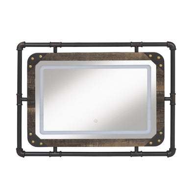 Miroir mural industriel en métal Inyo de Furniture of America avec lumières LED