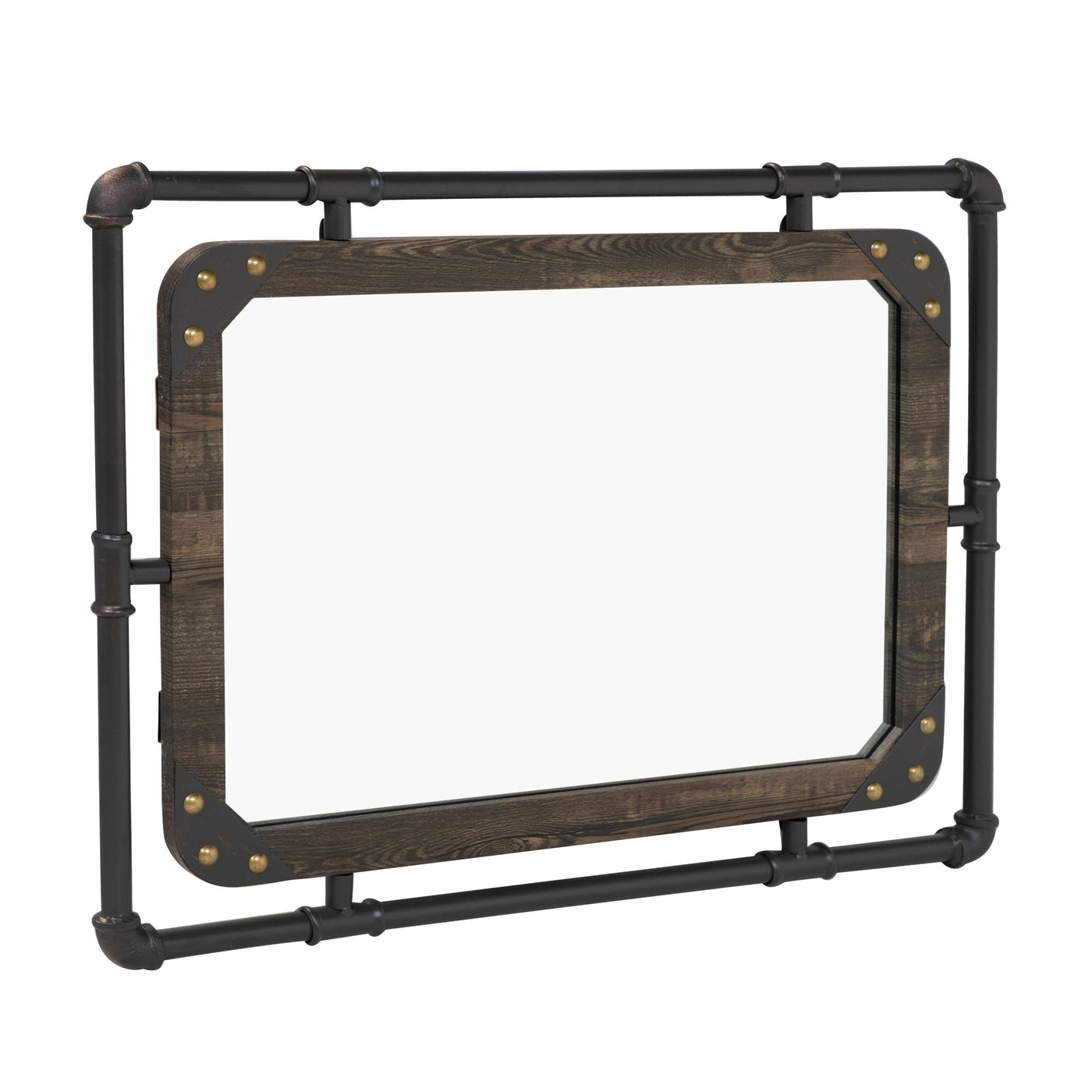 Miroir mural flottant en métal Revo Industrial de 31 pouces par Furniture of America