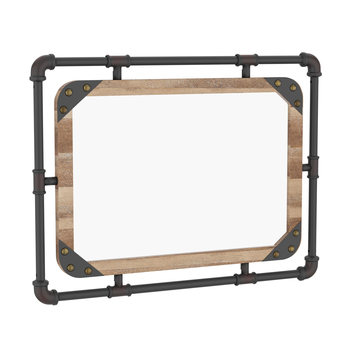 Miroir mural flottant en métal Revo Industrial de 31 pouces par Furniture of America