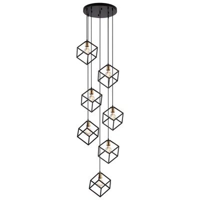 Lustre suspendu géométrique pour escalier, hauteur réglable, 5 ou 7 lumières