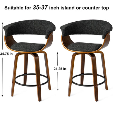 Glitzhome Lot de 2 ou 4 tabourets de bar pivotants modernes en bois à hauteur de comptoir et de bar