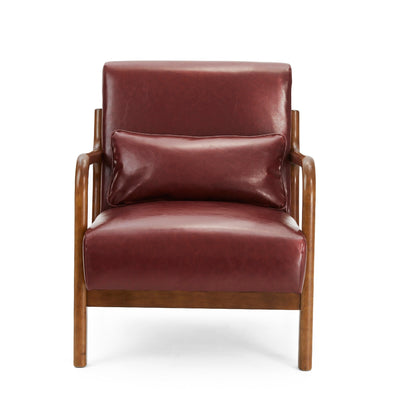 Fauteuil d'appoint moderne en cuir synthétique Glitzhome 30,75 po de hauteur, style milieu de siècle, avec coussin – 25,75 po de largeur x 33,75 po de profondeur x 30,75 po de hauteur