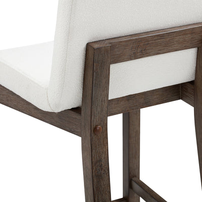 Tabouret de bar moderne Gracie, chaise rembourrée en boucle et pieds en bois brossé