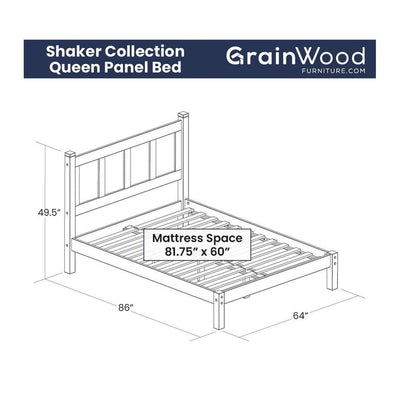 Lit plateforme en bois massif de style shaker avec meubles en bois de grain