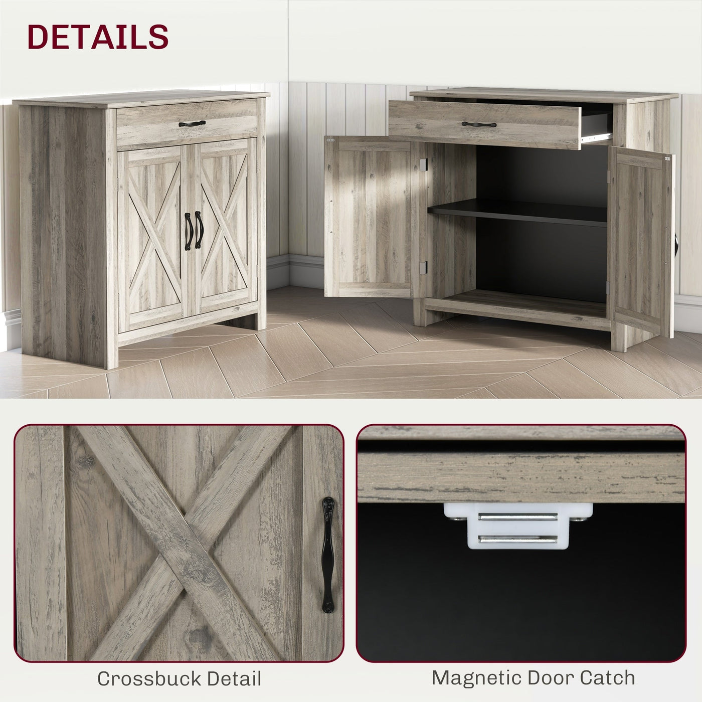 Buffet style grange HOMCOM 32, meuble de rangement buffet, bar à café pour salon ou entrée