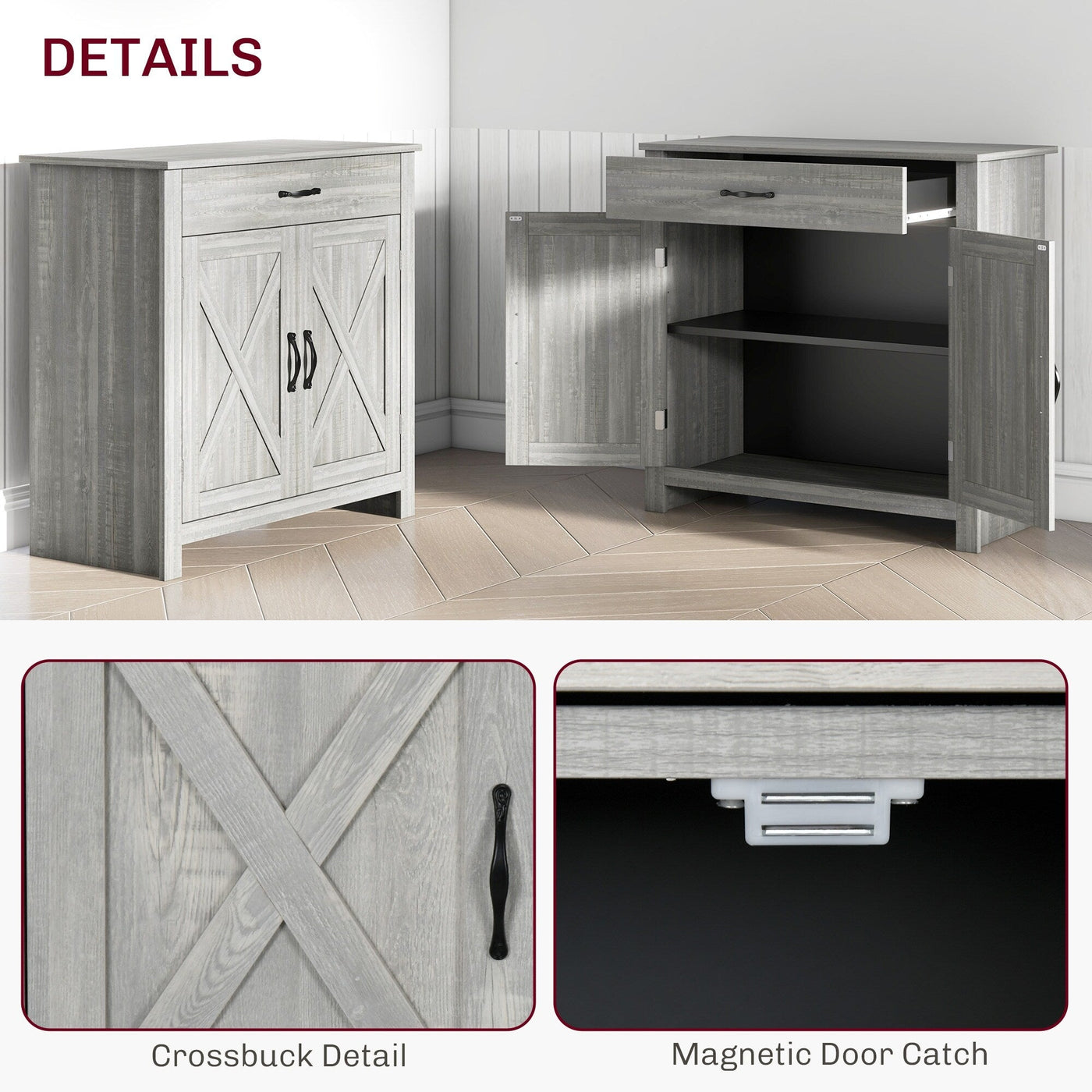 Buffet style grange HOMCOM 32, meuble de rangement buffet, bar à café pour salon ou entrée