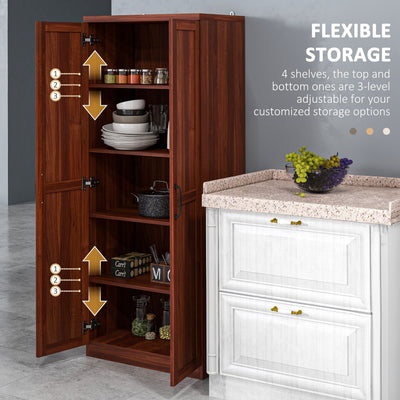 HOMCOM 63 Garde-manger de cuisine 2 portes, meuble de rangement indépendant avec étagères à 5 niveaux et 2 étagères réglables pour salle à manger