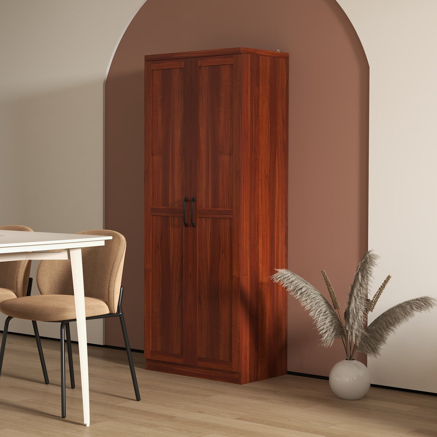 HOMCOM 63 Garde-manger de cuisine 2 portes, meuble de rangement indépendant avec étagères à 5 niveaux et 2 étagères réglables pour salle à manger