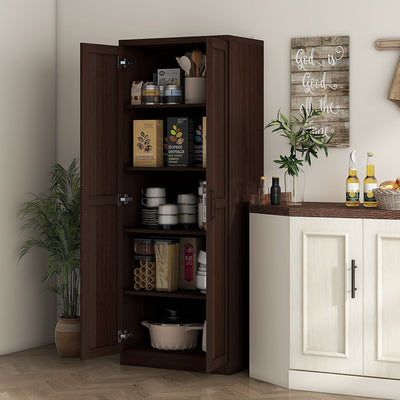 HOMCOM 63 Garde-manger de cuisine 2 portes, meuble de rangement indépendant avec étagères à 5 niveaux et 2 étagères réglables pour salle à manger
