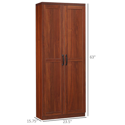 HOMCOM 63 Garde-manger de cuisine 2 portes, meuble de rangement indépendant avec étagères à 5 niveaux et 2 étagères réglables pour salle à manger