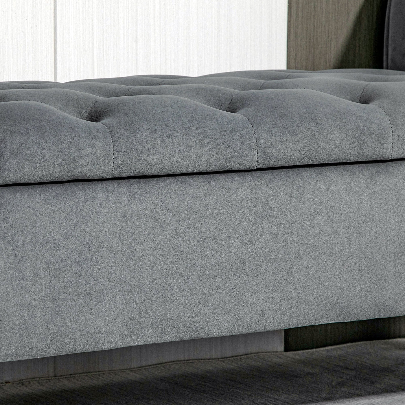 Banc ottoman de rangement capitonné à boutons HOMCOM, banc de lit rembourré avec accoudoirs roulés pour chambre, salon ou couloir