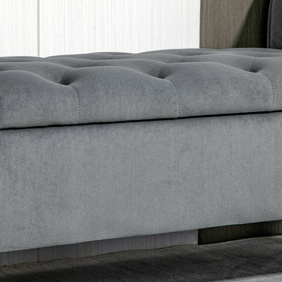 Banc ottoman de rangement capitonné à boutons HOMCOM, banc de lit rembourré avec accoudoirs roulés pour chambre, salon ou couloir