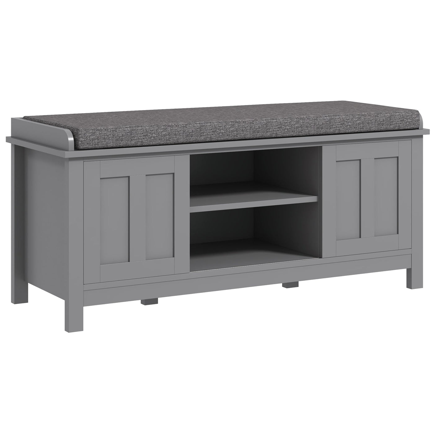 Banc à chaussures d'entrée HOMCOM avec rangement ottoman et étagères réglables, 6 compartiments et assise rembourrée, blanc/gris