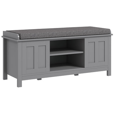 Banc à chaussures d'entrée HOMCOM avec rangement ottoman et étagères réglables, 6 compartiments et assise rembourrée, blanc/gris