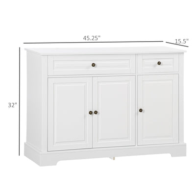 Buffet moderne HOMCOM avec placards de rangement, 2 tiroirs et étagères réglables, noir