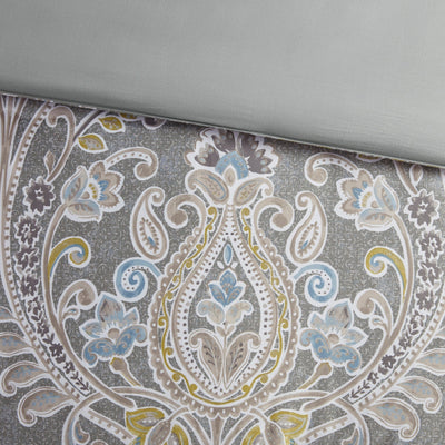 Ensemble de couette en coton gris à motif damassé Harbor House Hallie, 6 pièces