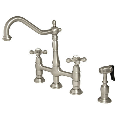 Robinet de cuisine Heritage Bridge avec douchette en laiton