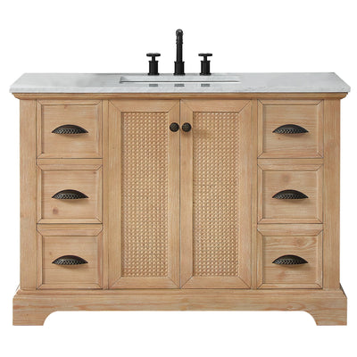 Meuble-lavabo Hervas avec plateau en marbre naturel sans miroir