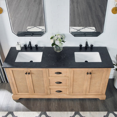 Meuble-lavabo Hervas avec plateau en marbre naturel sans miroir