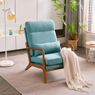 Chaise de loisirs à dossier haut en bois massif avec accoudoirs et dossier Chaise d'appoint