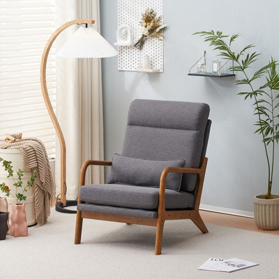 Chaise de loisirs à dossier haut en bois massif avec accoudoirs et dossier Chaise d'appoint