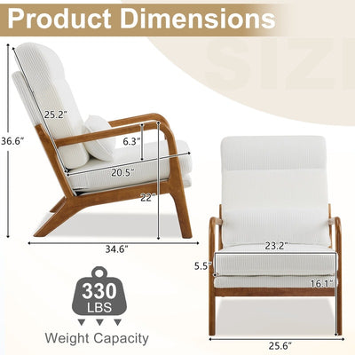 Chaise de loisirs à dossier haut en bois massif avec accoudoirs et dossier Chaise d'appoint