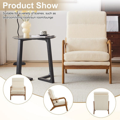 Chaise de loisirs à dossier haut en bois massif avec accoudoirs et dossier Chaise d'appoint