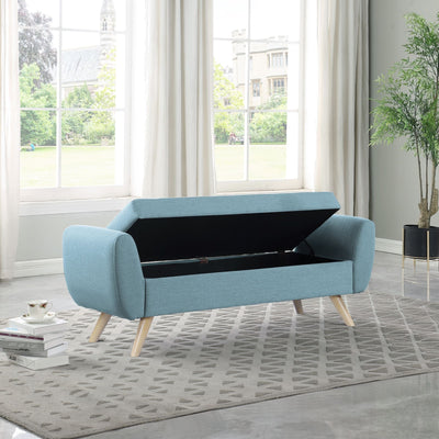 Banc de rangement moderne Sherpa avec pieds en bois HomePop