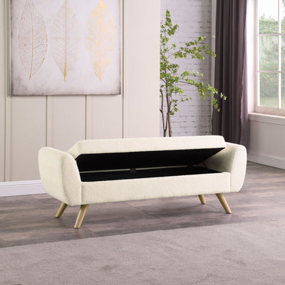 Banc de rangement moderne Sherpa avec pieds en bois HomePop