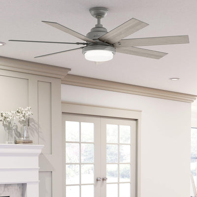 Ventilateur de plafond Hunter WiFi Whittington avec lumière LED, télécommande portable - Moulin à vent - Industriel, Ferme, Rustique - VENTILATEUR INTELLIGENT !