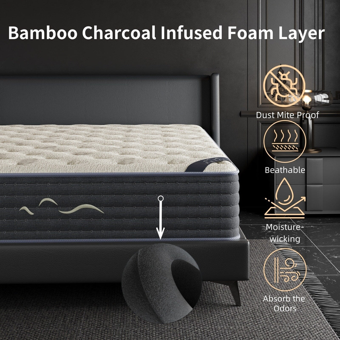 Matelas hybride double face luxueux SweDrea de 14 po – Ferme/Mince, certifié CertiPUR-US, SGS et OEKO-TEX