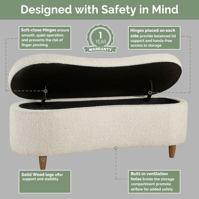 Banc d'appoint de rangement incurvé de style boucle INK IVY Bailey